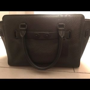 Black Pebbled Leather Coach Handbag